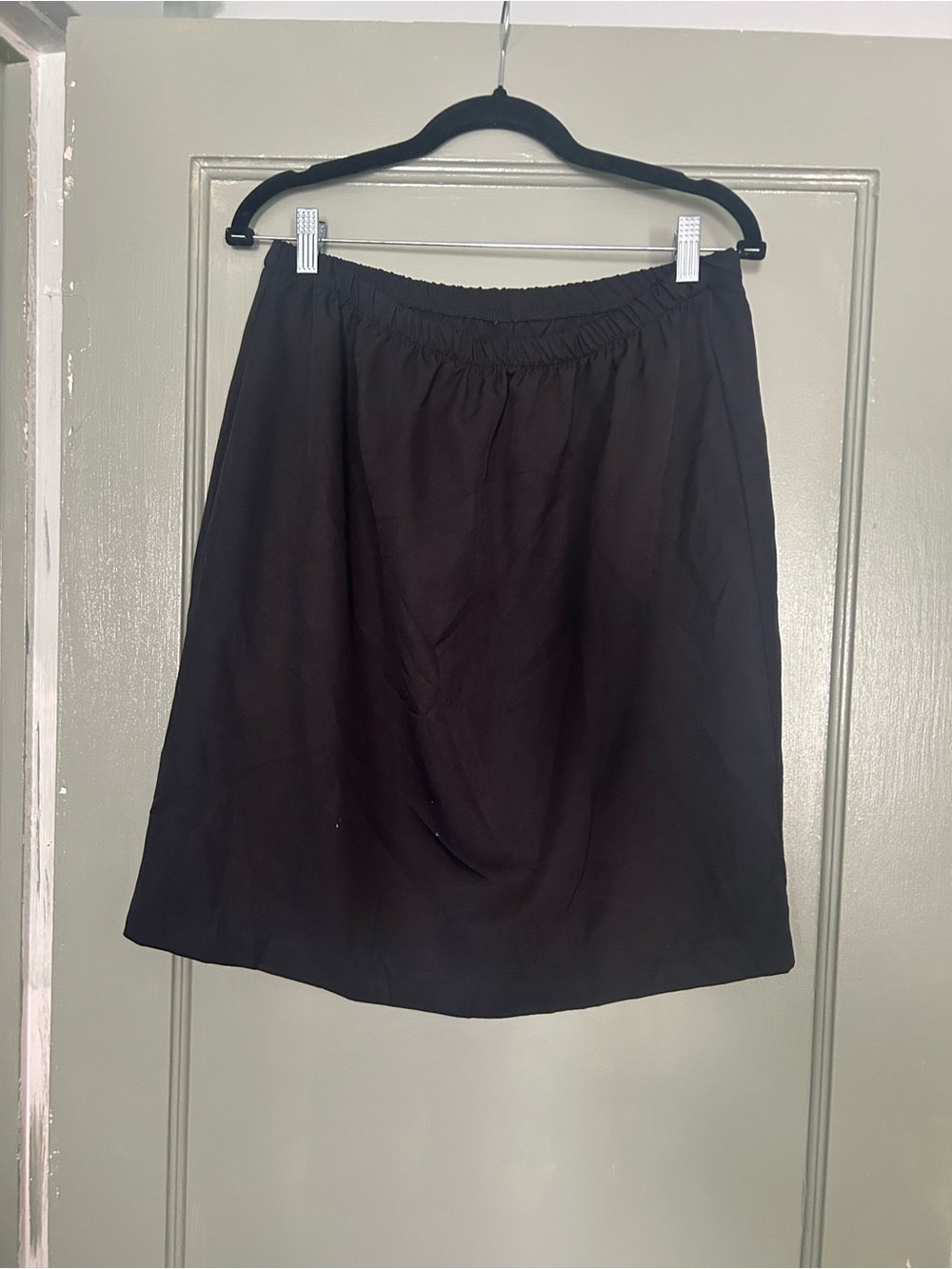 Vintage Classic Black Elastic-Waist Women's Skirt